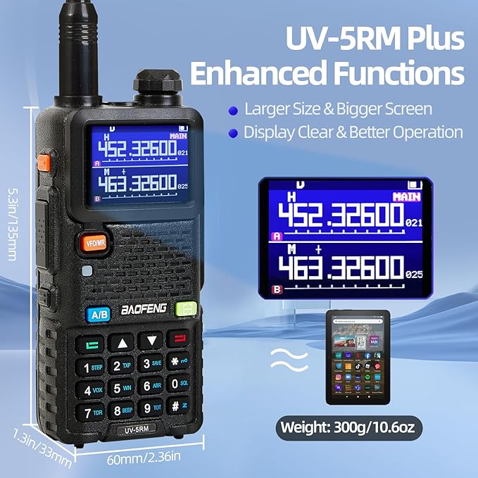 BAOFENG UV-5RM Radio-10W GMRS Handheld Radio Multi-Frequency Two Way Radio for Adults, Long Range Portable Ham Radio with 2500 mAh Type-C Charging Battery & Copy Frequency 999CH (1 Pack)