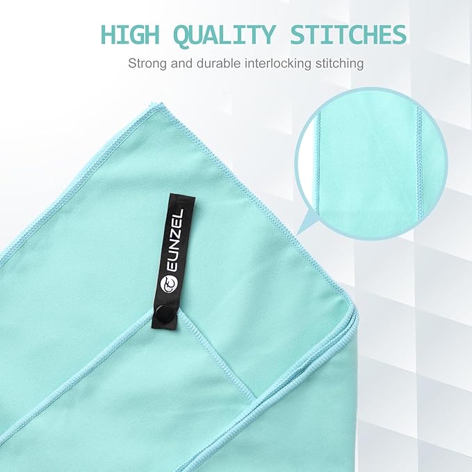 Eunzel Quick Dry Camping Towel, Microfiber Travel Towel 3 Size at 1 Pack,Fast Drying Towel Set for Camping, Beach, Gym, Sports, Yoga & Swimming Pool, Pale Turquoise