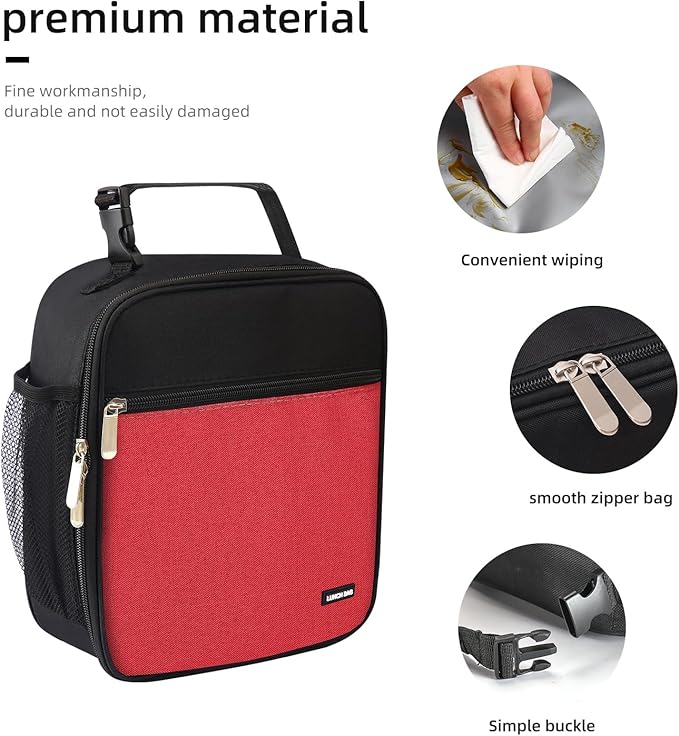 Lunch box Lunch bag for men women Insulated Lunchbox Lunch bags for Work Picnic Travel (Thicken hot red)