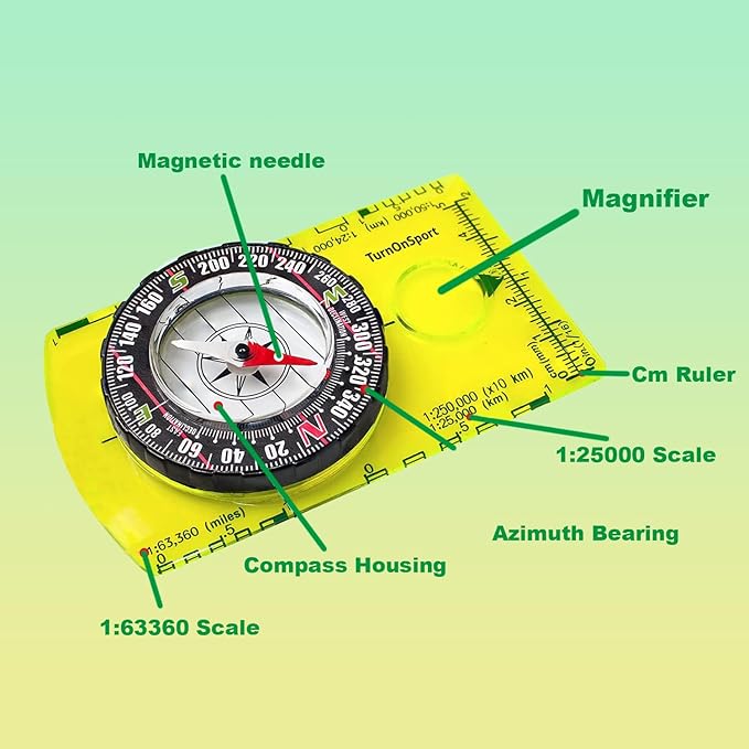 Orienteering Compass Camping Survival Hiking Backpacking Advanced Scout Navigation Compass Best Survival Gifts for Kids Professional Field Compass for Map Reading Hiking Camping Outdoor