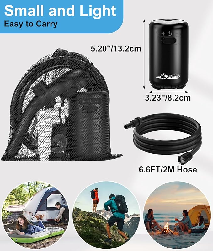 WADEO Portable Shower for Camping, 6000mAh Rechargeable Camping Shower with Fahrenheit Display, 10 Gear Switching, IPX8 Waterproof, Ideal for Outdoor Camping, Travel, Car Washing, Pet Bathing