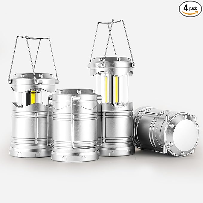 Lichamp LED Camping Lantern, 4 Pack Battery Powered Flashlight for Power Outages, Portable Collapsible Hanging Light Essential for Home, Outdoor, Emergency Lamp Survival Kit Gear for Hurricane, B4SL