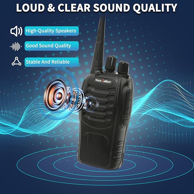 Walkie Talkies Rechargeable Two-Way Radios: MaxTalker Walkie Talkie Earpiece with Mic, Portable UHF Radio with 6 Way Multi Unit Charger, 6 Pack Long Range Walkie Talkies for Adults Team Management