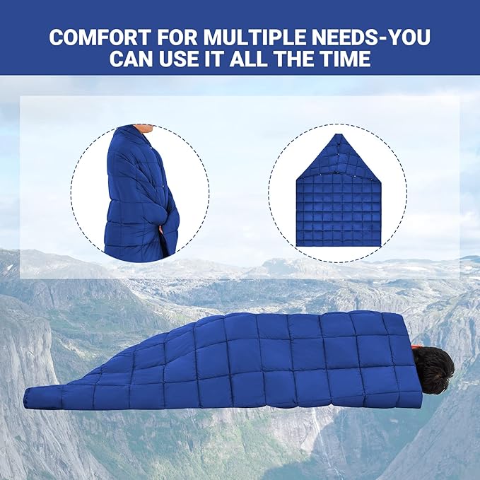 KingCamp Camping Blanket Lightweight, Multifunctional Warm Puffy Outdoor Blanket with Snap Button, Water Repellent, Packable, for Travel, Airplane, Hiking, Picnic 1.37lbs/69x 53inchs