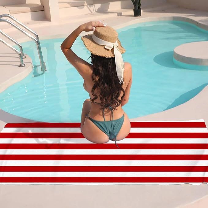 Beach Towel Beach Blanket - 31 x 51 inch Stripe Quick Dry Absorbent Towel, Beach Essentials for Swimmers Best Beach Gifts for Travel, Swim, Camping