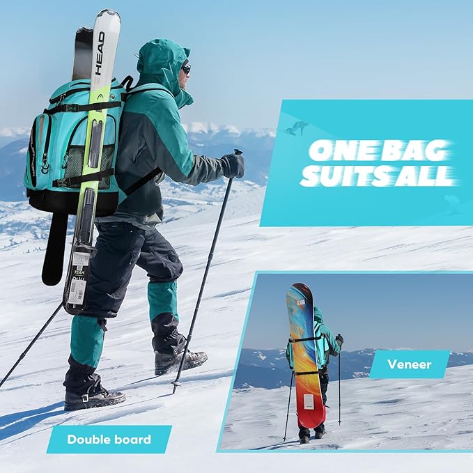 Maelstrom Ski Boot Bag,55L Large Ski Boots Travel Backpack for Men Women,Waterproof Snowboard Boot Bag for Skis Accessories