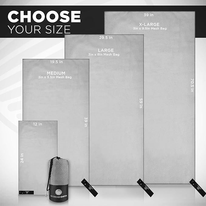 Microfiber Travel & Sports Towel Set (Slate Gray) - XL Set (39x70.5 & 12x24)