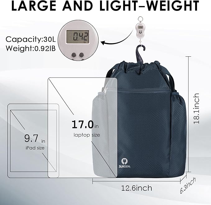 Sukeen Drawstring Backpack Swim Bag Lightweight String Backpack for Beach Pickleball Swimming Pool Gym Workout Gear Sport
