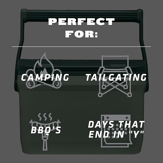 Stanley Adventure Outdoor Cooler 16 qt | Heavy Duty Outdoor Camping Cooler with Easy Carry Top Handle | 36 Hour Cooling Ice Chest for 21 Cans| BPA-Free | Stanley Green