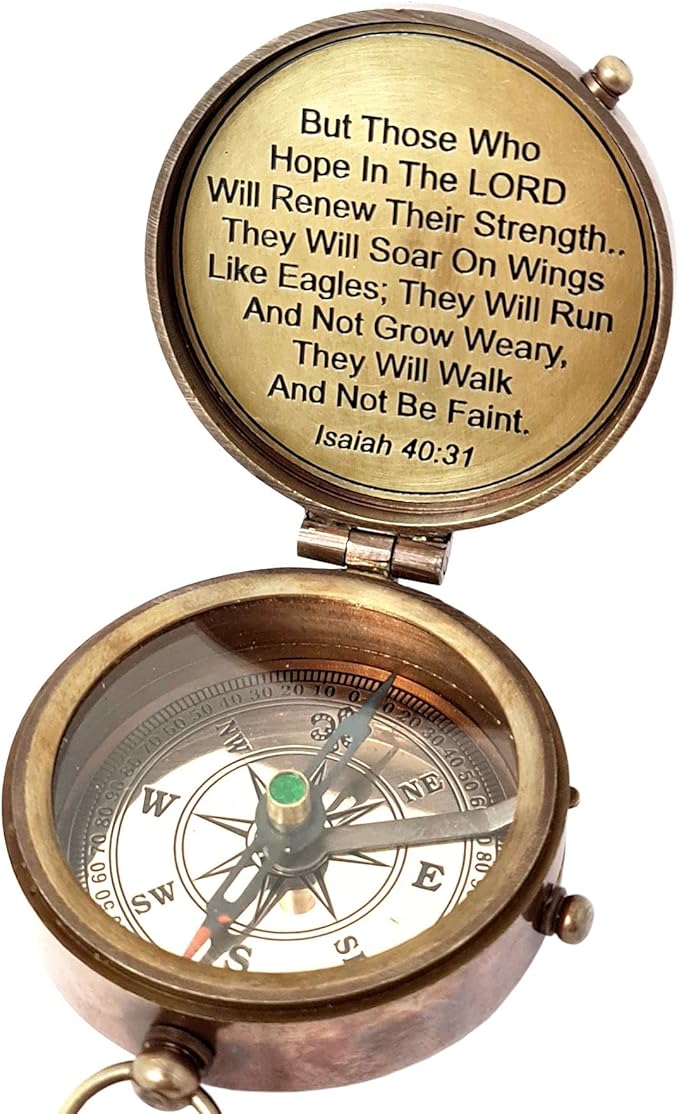 Brass Nautical - Brass Compass Engraved Gift for Son, Grandson, Daughter, Baptism, Confirmation Communion Godson Church Graduation Day