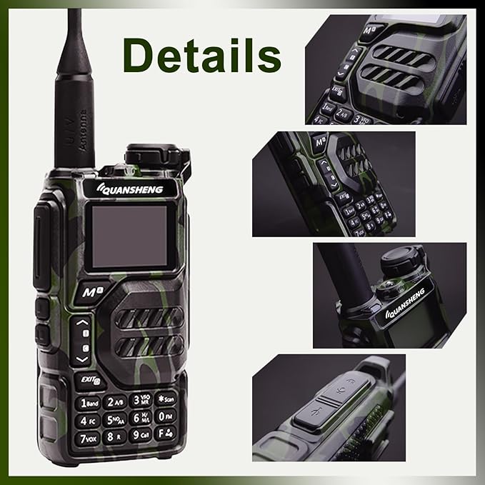 Quansheng UV-K5 Radio USB-C Charging Dual Band Two Way Radio Long Range for Adult 5W Long Range Handheld Radio NOAA Scrambler/DTMF One Key Copy Camo