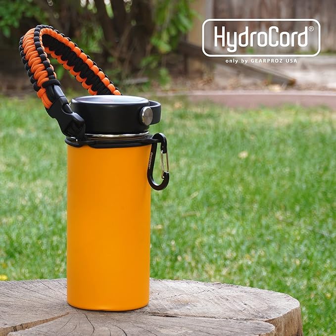 HydroCord Handle for Hydro Flask Wide Mouth Water Bottles, Hydroflask 1.0, Iron Flask, Thermoflask and Takeya Reusable Water Bottles, Paracord Survival Strap