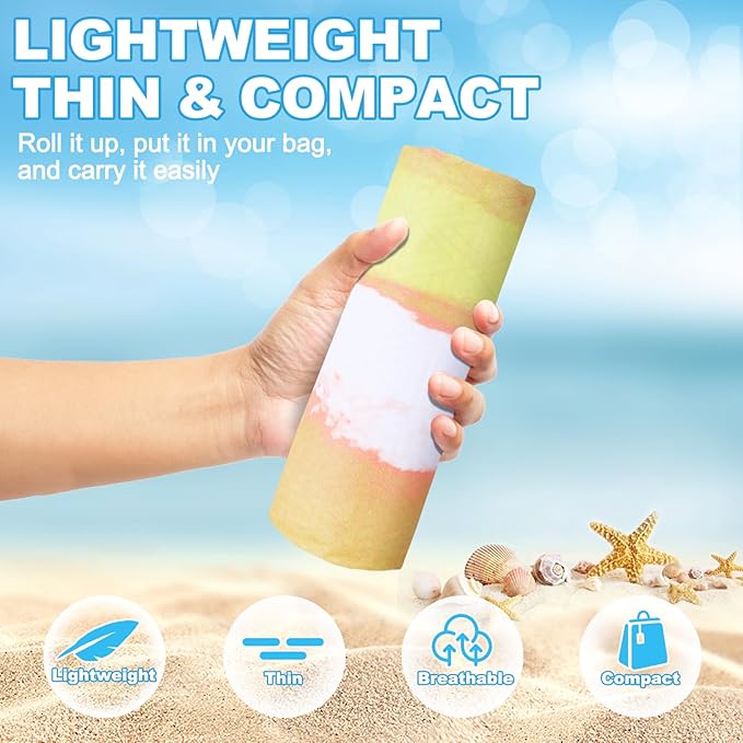 Microfiber Oversized Beach Towel Lightweight Thin Sandproof Compact Quick Dry Clearance Towels Extra Large Sand Free Pool Travel Beach Essentials Accessories Women Men Adult Gift Yellow Stripe