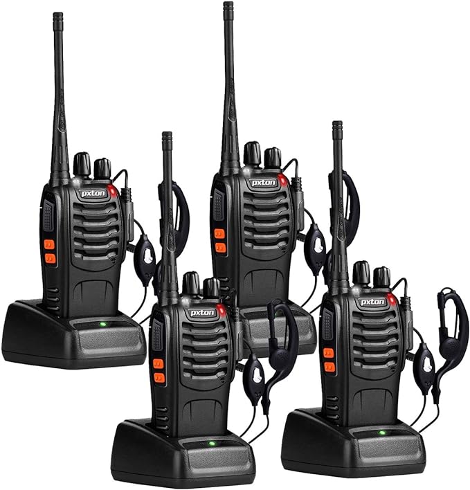 Walkie Talkies Long Range for Adults with Earpieces,16 Channel Walky Talky Rechargeable Handheld Two Way Radios with Flashlight Li-ion Battery and Charger(4 Pack)