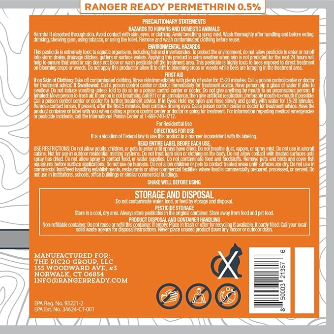 Ranger Ready Repellents P2Pak Permethrin + Picaridin 20% Tick & Insect Repellent, Scent Zero, 24 Fl Oz. (Pack of 2)
