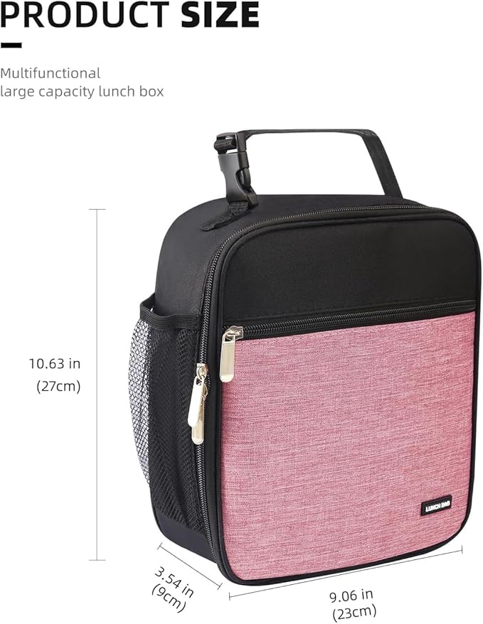 Lunch box Lunch bag for men women Insulated Lunchbox Lunch bags for Work Picnic Travel (Thicken dusty pink)