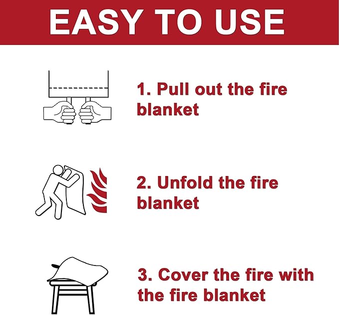 Safewayfire Emergency Fire Blanket - 12 Pack - Fiberglass Fire Blanket for Home, 39.4'' x 39.4'' Fire Suppression Blanket for Kitchen