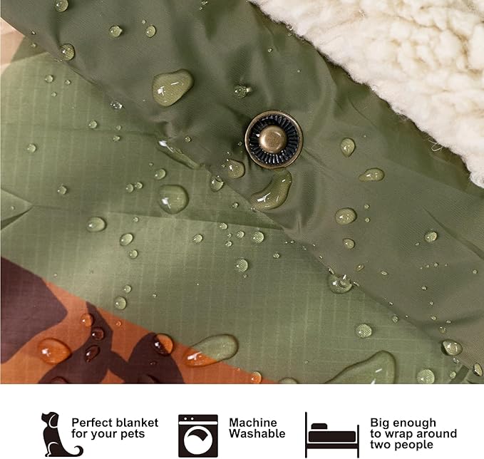 Outdoor Camping Blanket with Sherpa Lining, Extra Warm Thick Camp Blankets & Puffy Ultralight Soft Poncho DWR Camping Quilt for Cold Weather, Adventure,Sleeping,Backpacking 78"x 56"
