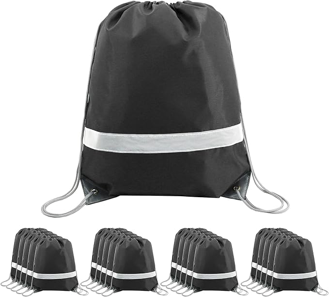 BeeGreen Drawstring Backpack Bags 20,30,50 Packs Reflective String Bags for Gym Sport Trip Cinch Sack DIY for Women Men