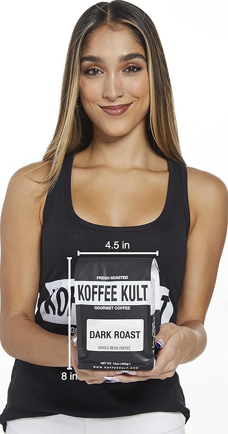 Koffee Kult Dark Roast Coffee Beans - Rich & Bold with Chocolate & Cinnamon Notes, Smooth Finish 100% Arabica, Ethically Sourced, Resealable 12oz