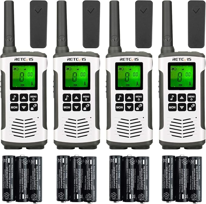 Retevis RT45 Long Range Walkie Talkies, Walkie Talkie for Adults, 22 Channels NOAA Flashlight VOX, Rechargeable Two Way Radio, Portable FRS 2 Way Radios with Battery for Hiking Camping Trip(White 4Ps)