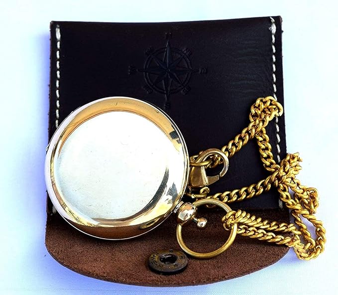 Nautical Vintage Compass Solid Brass Compass in a Black Leather Case Rustic Vintage Home Decor Gifts