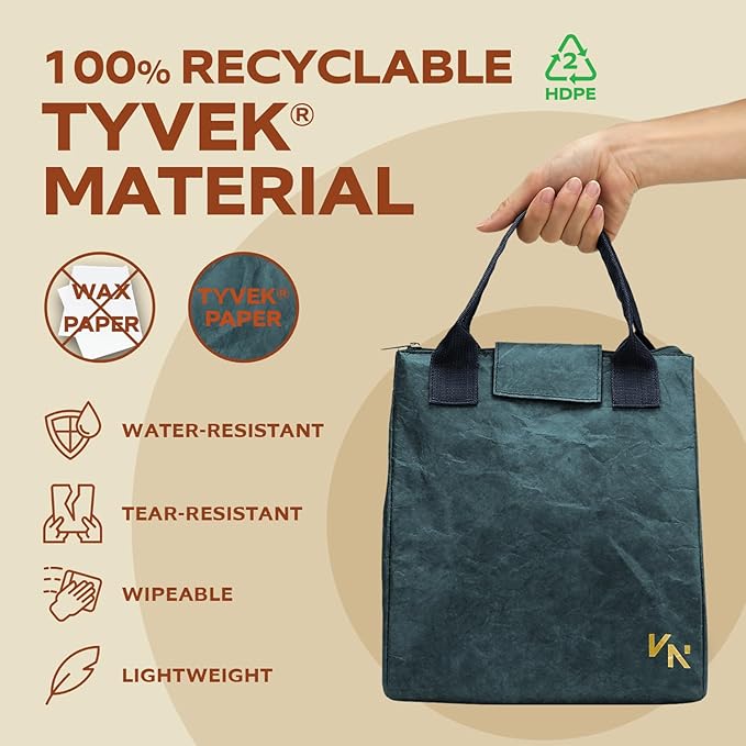 VonNova Insulated Lunch Box for Women, 7L Capacity, Leakproof Lunch Tote Bag, Durable Lunchbox made from Tyvek Material, Adult Cooler Bag for Work, Picnic, Travel and more (Blue)