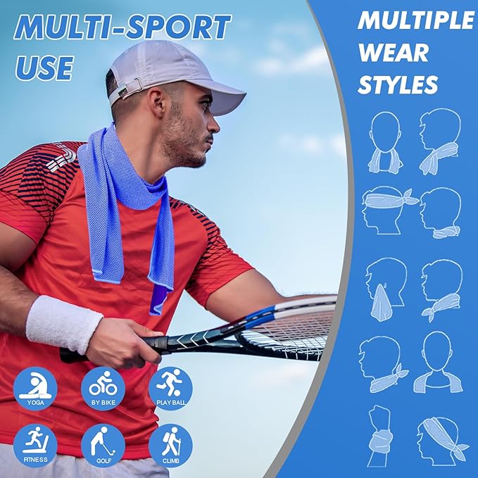 6 Pack Cooling Towels (47"x12") for Neck and Face, Ice Towel for Hot Weather, Soft Breathable Chilly Gym Towels, Microfiber Towel for Work Out, Yoga, Running, Camping & More Activities