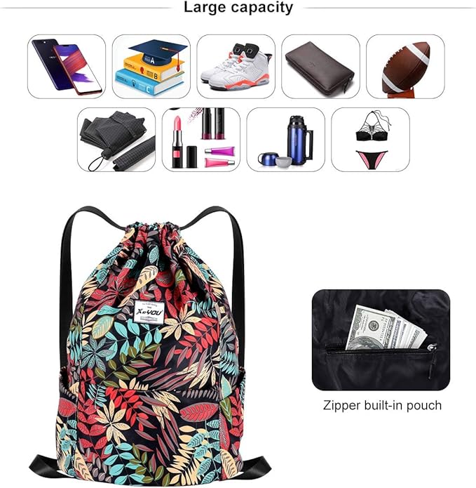 XEYOU Drawstring Sports Backpack Lightweight Gym Yoga Sackpack Shoulder Rucksack Casual Outdoor Daypack for Women and Men