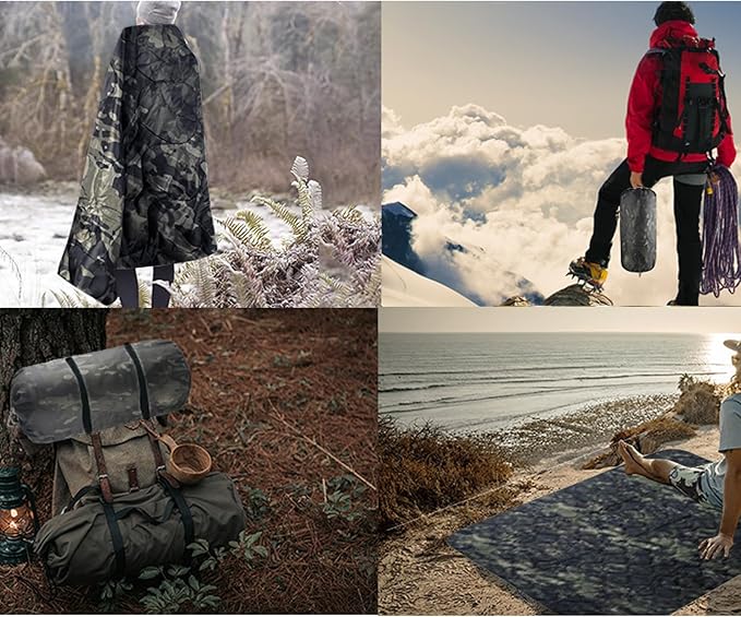 Military Woobie Blanket Thermal Insulated Poncho Liner Camping with Drawstring Carry Bag Waterproof for Outdoor Hiking