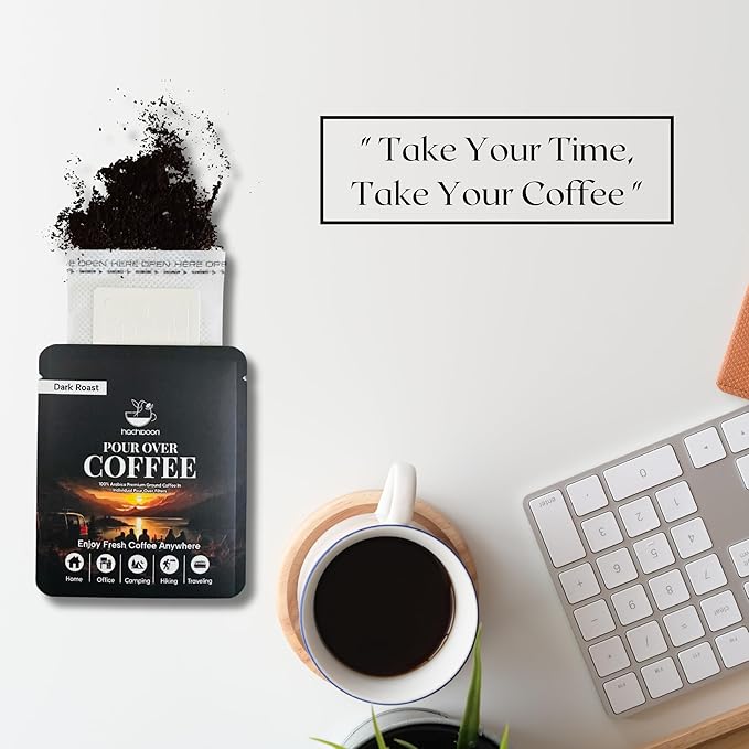 Hachidoori Single-Serve Portable Pour Over Drip Coffee – 7 Ready-to-Brew Packs with Ground Coffee & Filters | Fresh Coffee Anytime – Travel, Camping, Office.