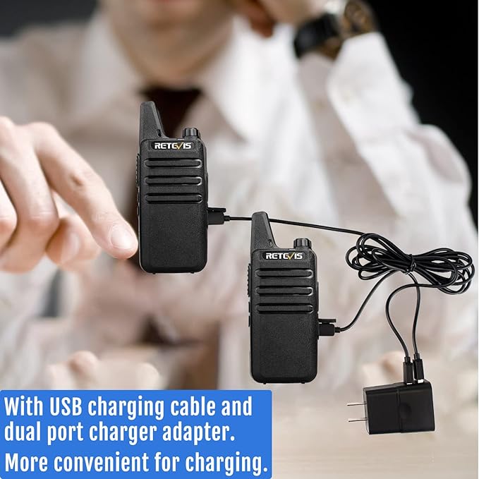 Retevis RT22 Walkie Talkies for Adults, Two Way Radios Long Range Rechargeable, VOX Handsfree, Mini Compact Walkie Talkie with USB Charger, for School Church Restaurant (6 Pack)