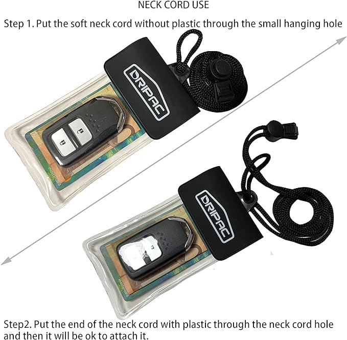 DRIPAC Waterproof Car Key FOB Case Waterproof Wallet Waterproof Holder Pouch For Key ID Badge Credit Card Money(Black+Black)