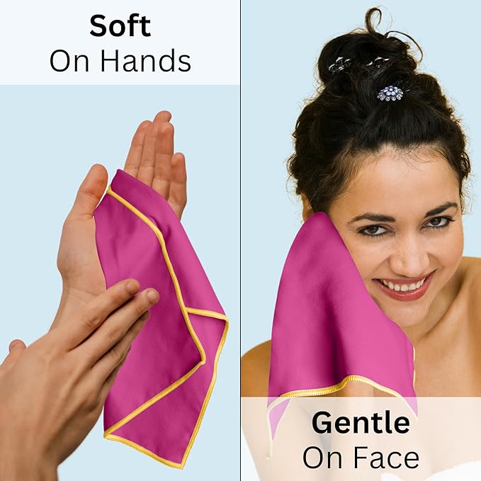 Backpacking Ultralight Quick Dry Microfiber Soft Fast Drying Hand and Face Towel Wash Cloth Camping Yoga Hiking Active Lifestyle Small (Magenta)