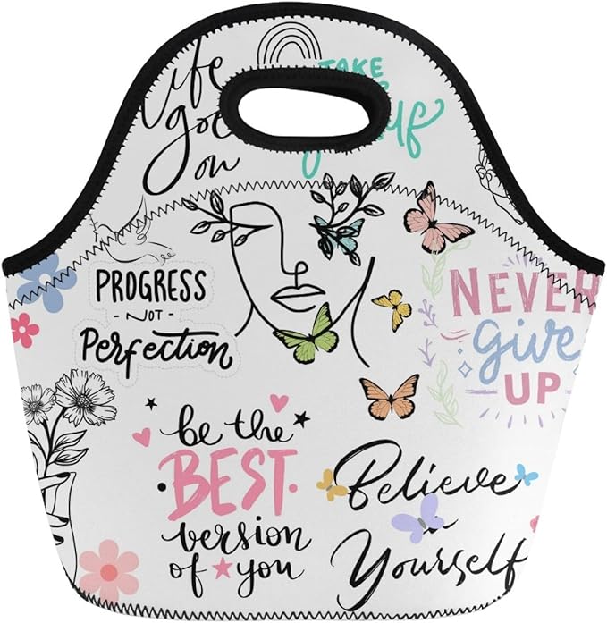 Neoprene Lunch Bags Thermal Insulated Lunch Tote Bag Reusable Washable Neoprene Picnic Bag for Women Men