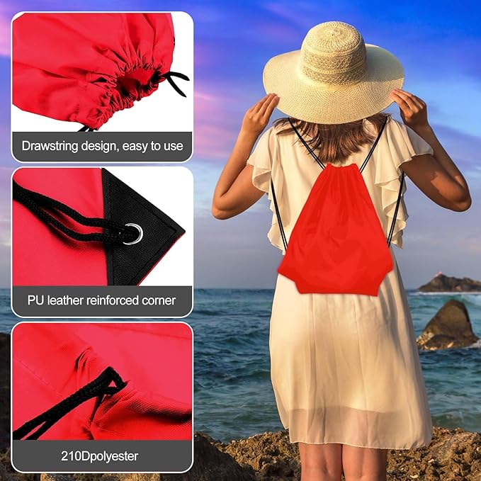 KUUQA 2Pcs Red Drawstring Backpack Bags Sack Bulk String Backpack Storage Bag
