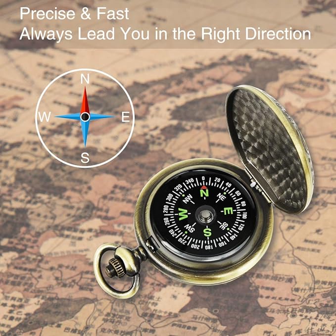 Multifunctional Zinc Alloy Classic Compass for Hiking, Camping, Motoring, Boating, Backpacking, Gift and Collection