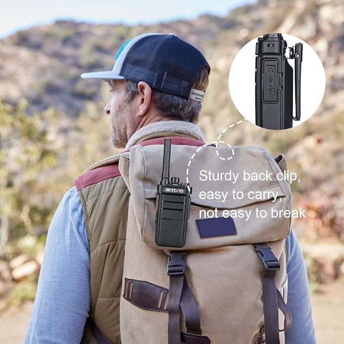 Retevis RB26 Walkie Talkies Long Range, Extended Range Two-Way Radios, Repeater Compatible, 2000mAh Rechargeable Battery, USB-C Charging, Flashlight, Compact Size, for Camping,Hiking(2 Pack)