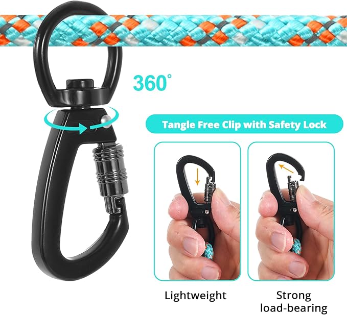 Dog Tie Out Cable for Camping - 50ft Dog Lead Dog Runner for Yard - Portable Dog Trolley System for Large Small Dogs Outside