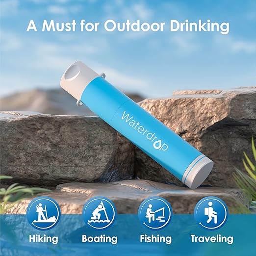 Waterdrop Water Filter Straw, Water Purifier Survival for Camping, Travel, Backpacking and Emergency Preparedness, Water Filtration System Survival, 4 Pack