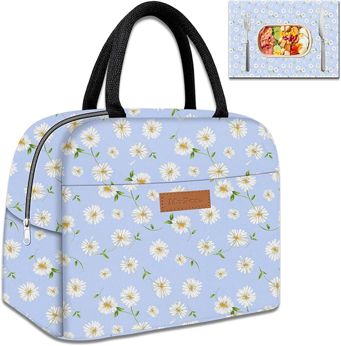 Cute Lunch Bag Women with Placemats, Insulated Lunch Box for Women, Placemats Keep Clean and Hygienic Durable Leakproof Thermal Bag High Capacity for Travel Picnic Insulated Lunch Bag