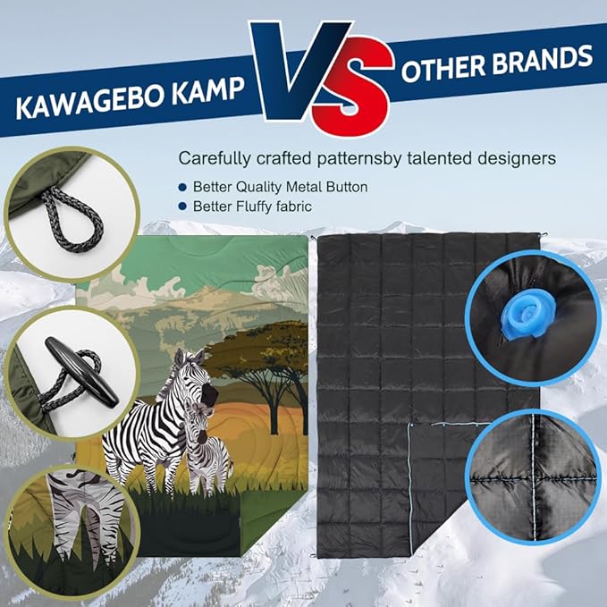 Outdoor Puffy Camping Blanket, Lightweight Windproof Warm Stadium Blanket, Packable Travel Camping Quilt for Cold Weather,Hiking, Backpacking,Sleeping, Hammock, Adventure 78"x 56"