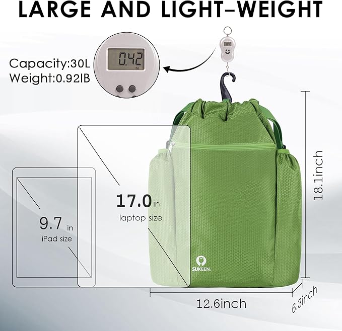 Sukeen Drawstring Backpack Swim Bag Lightweight String Backpack for Beach Pickleball Swimming Pool Gym Workout Gear Sport