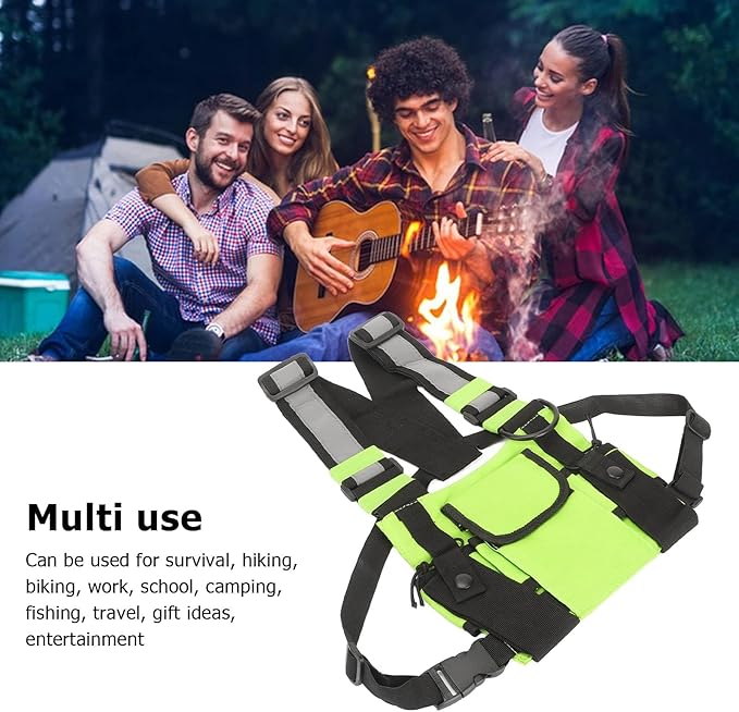 Universal Radio Chest Harness Bag for Two Way Radio Fruit Green, Pocket Pack Holster Vest Fluorescent Green for Two Way Radio, Walkie Chest Bag