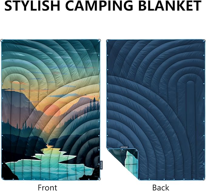 Camping Blanket,Lightweight Puffy Printed Camping Blanket Packable Outdoor Blanket for Camping,Traveling, Stadium, Hiking, Picnics