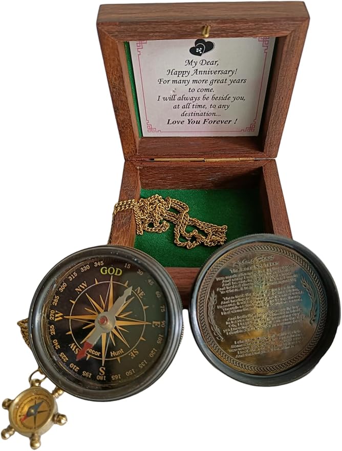 Brass Vintage Navigational Nautical Poem Compass with Beautiful Necklace, Made, Valentine Gift, Beautiful Bond, 100% Handmade, Directional Antique Gift by Decor Hunt