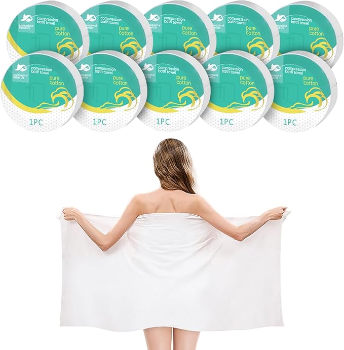 Disposable Compressed Towel Pure Cotton 23in×39in Applicable Tofor Swimming Hotel Camping Sports Hiking Beach Vacation Outdoor(10PCS)