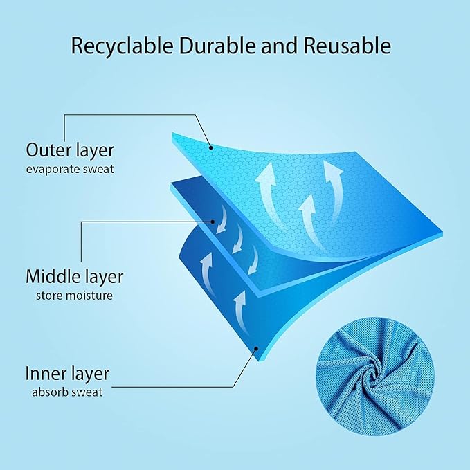Cooling Towel 4 Packs (40"x 12"), Ice Towel Soft Breathable Chilly Towel for Gym, Workout, Running, Yoga, & More Activities