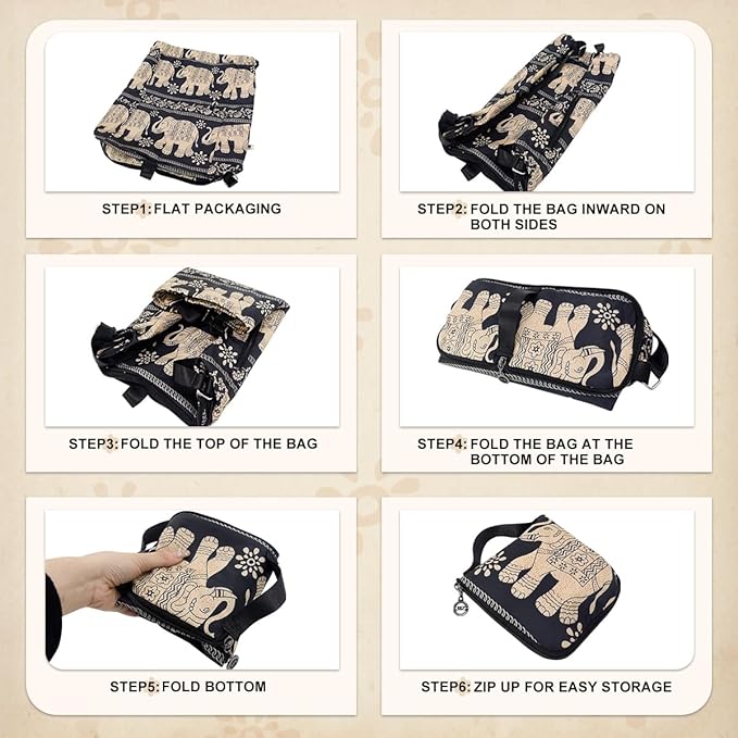 Drawstring Backpack Sports Yoga Sackpack for Women Men Waterproof Nylon Gym Sack DayPack with Multi Pockets (Elephant)