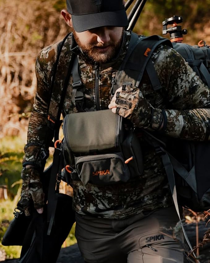 SPIKA Binocular Harness Chest Pack, Bino Case with Rangefinder Waterproof Pouch for Hunting